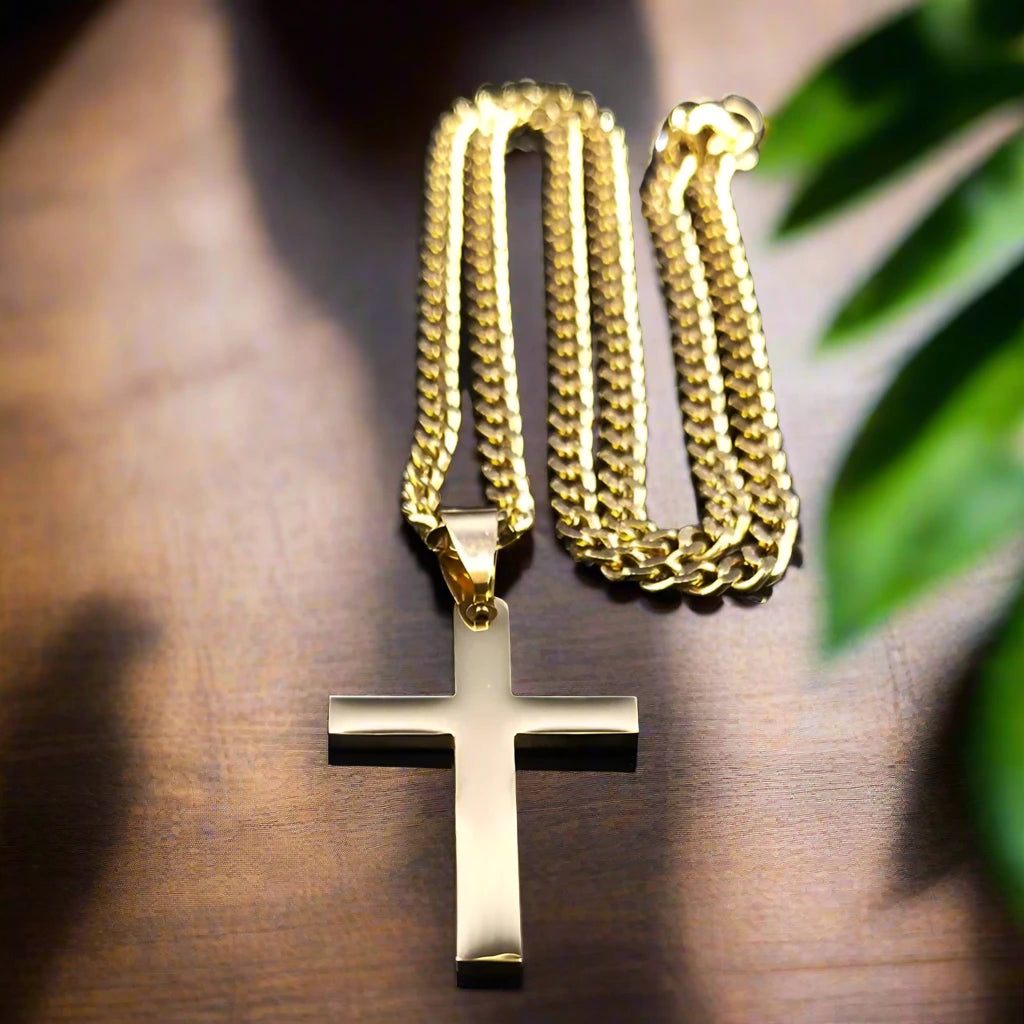 Golden Salvation Jesus Cross Necklace