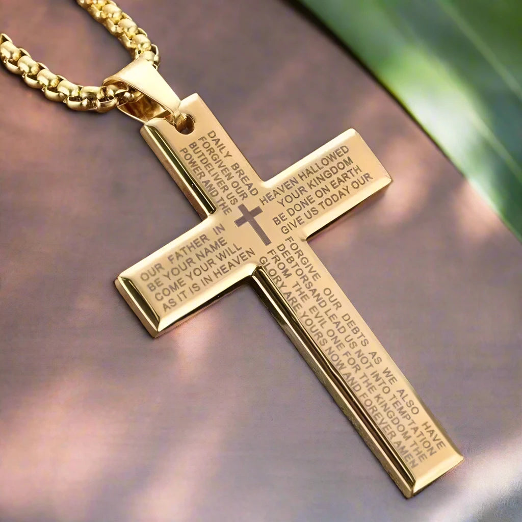 Lord's Prayer Cross Necklace