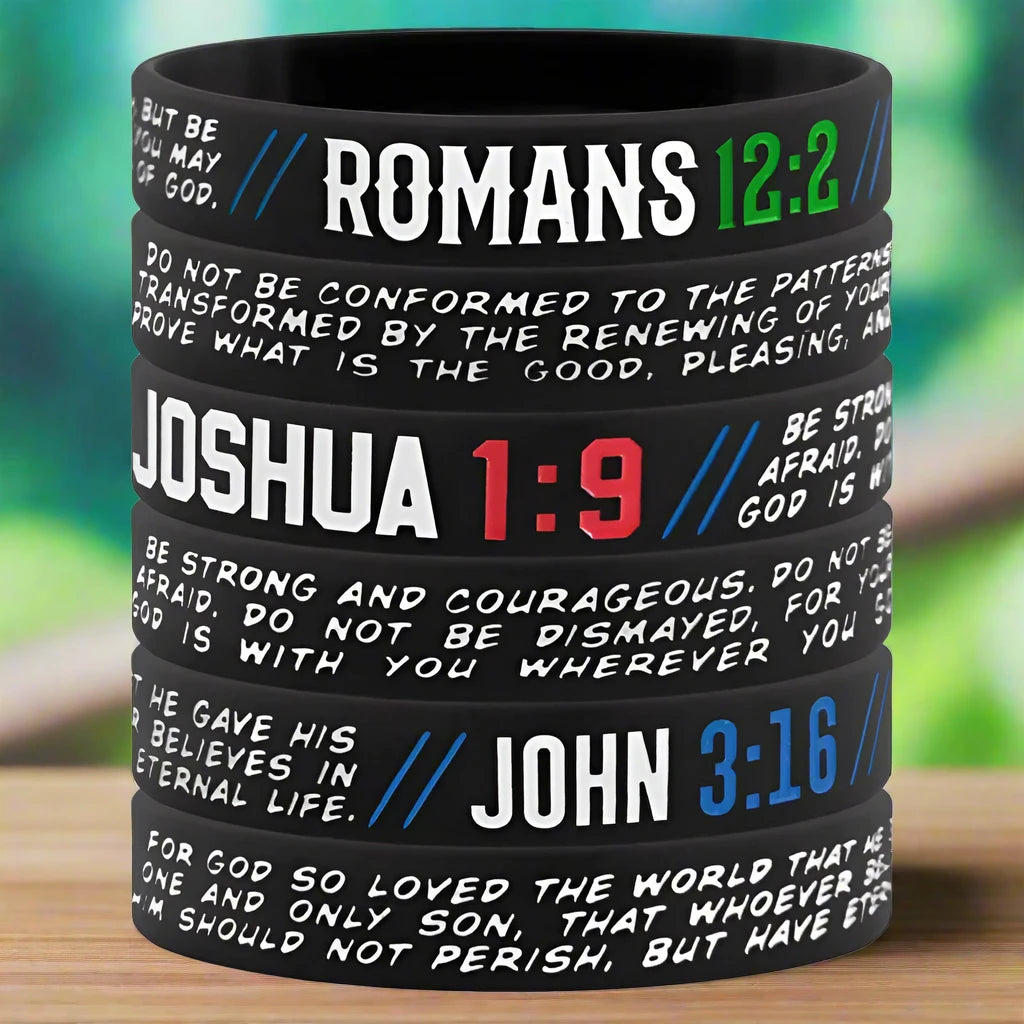 Christian Bible Verse Wristband –  Joshua, Romans, John (1pc/3pcs)