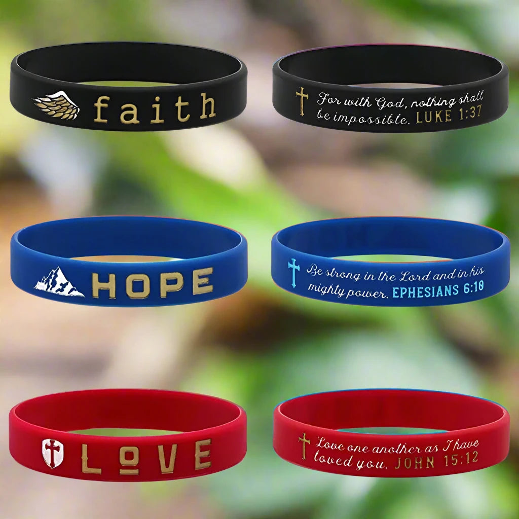 Inspirational Christian Bible Verse Wristband – Faith, Hope, Love (1Pc/3Pcs)