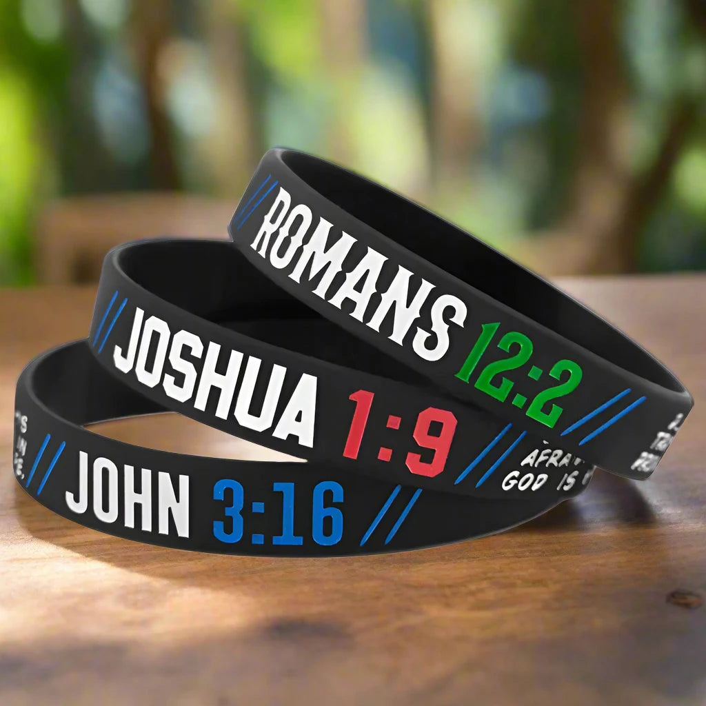 Christian Bible Verse Wristband –  Joshua, Romans, John (1pc/3pcs)