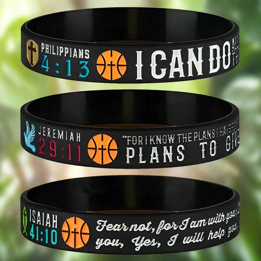 Basketball Bible Verse Wristband(1pc/3pcs)