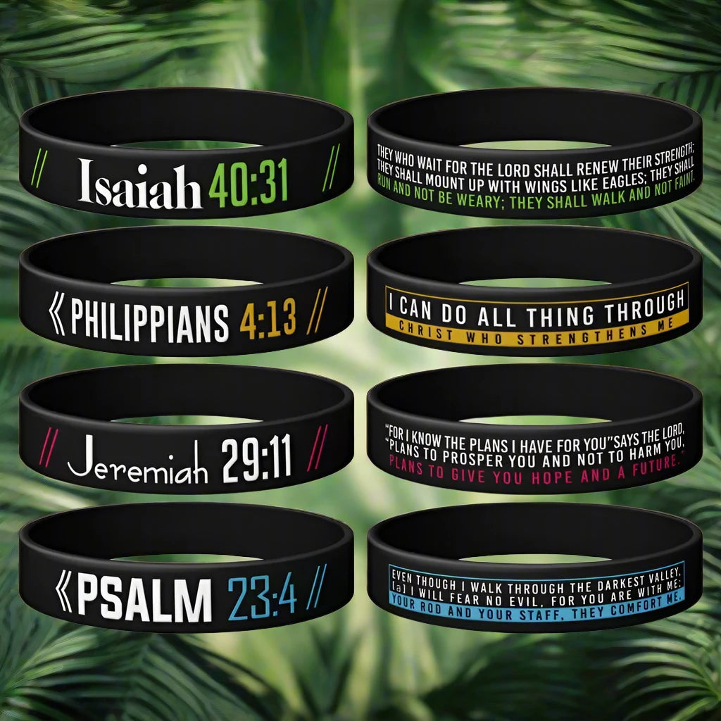 Christian Bible Verse Wristbands (Isaiah, Jeremiah, Philippians, and Psalms) (1pc/4pcs)