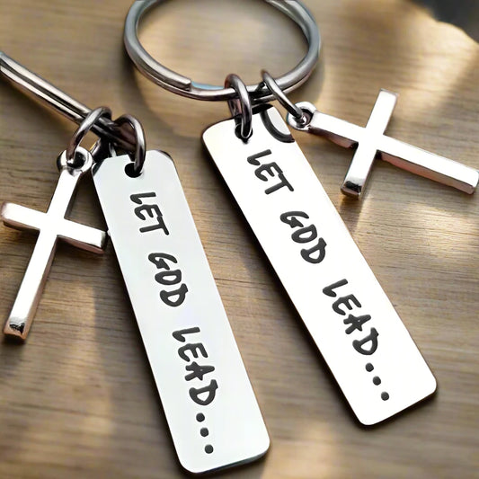 Let God Lead Cross Keychain