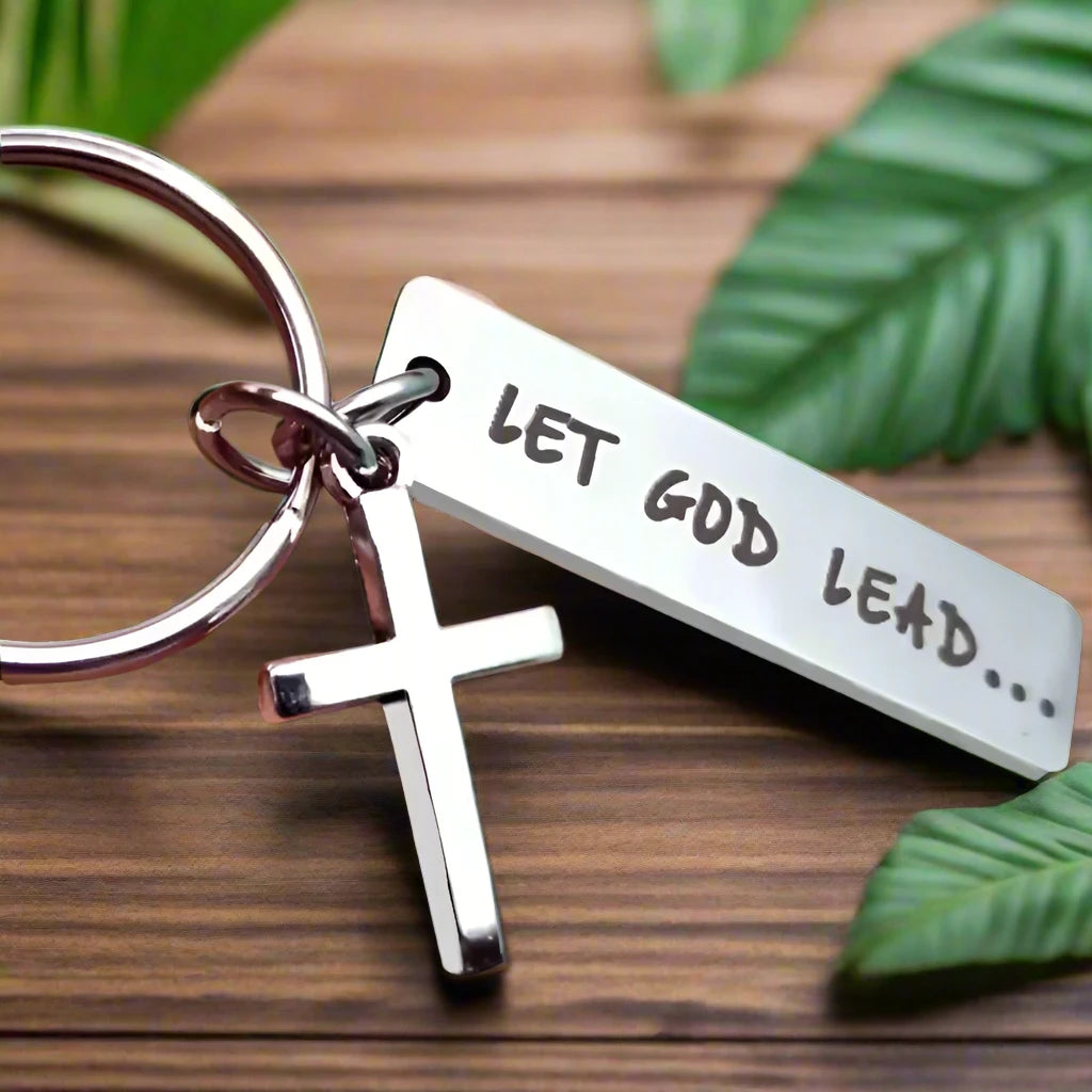 Let God Lead Cross Keychain