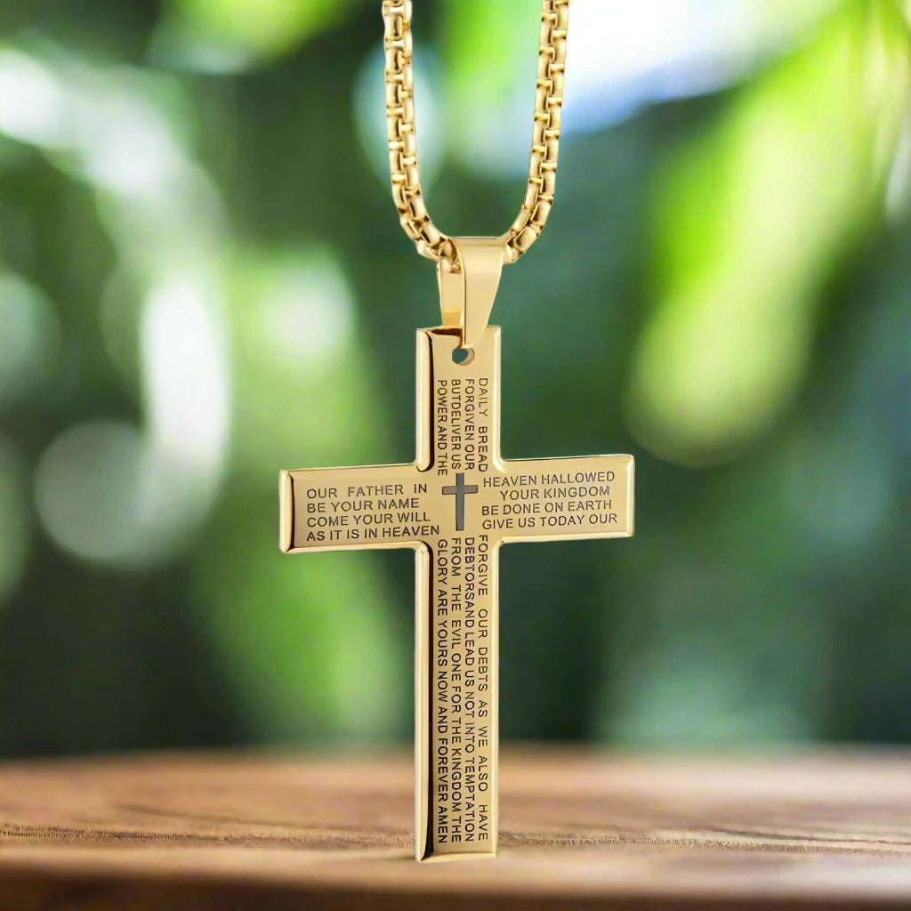 Lord's Prayer Cross Necklace