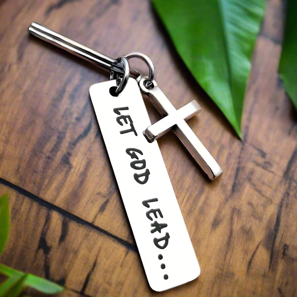 Let God Lead Cross Keychain